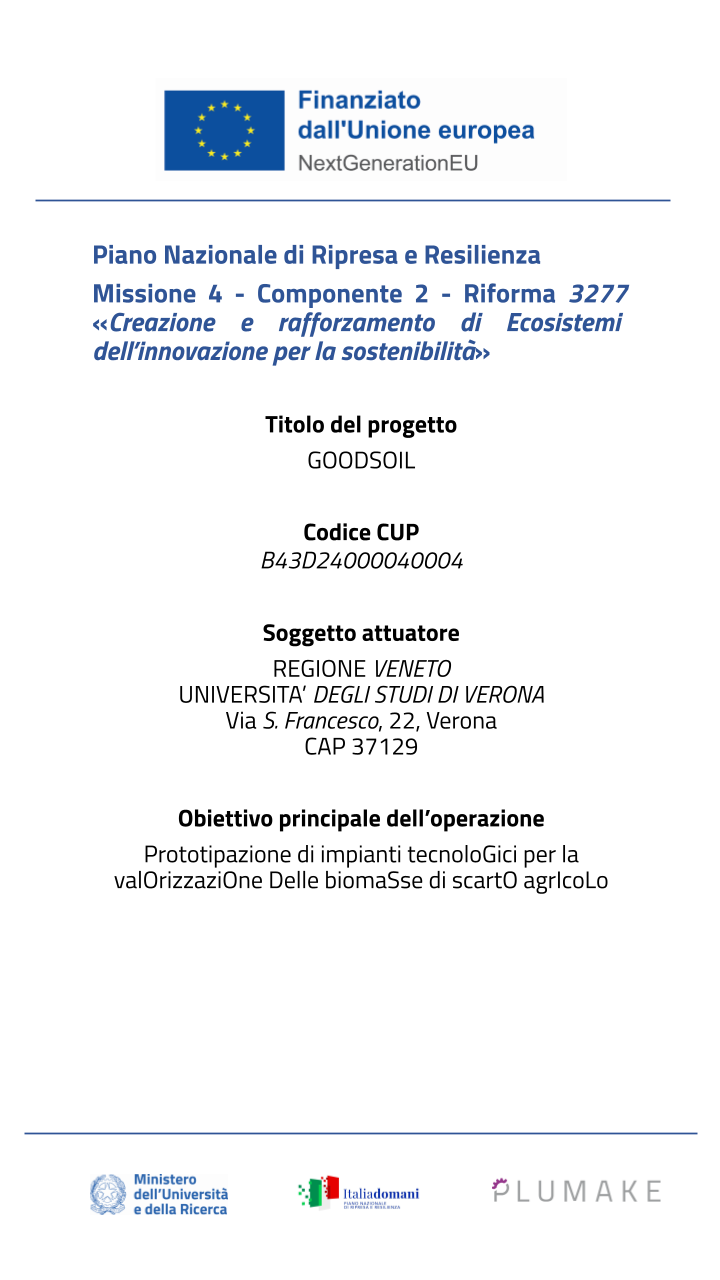 Plumake riceve finanziamento per il progetto GOODSOIL: Consorzio INEST – Fondi PNRR – NextGen